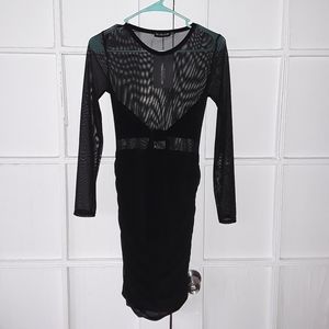 Black mesh bodycon dress